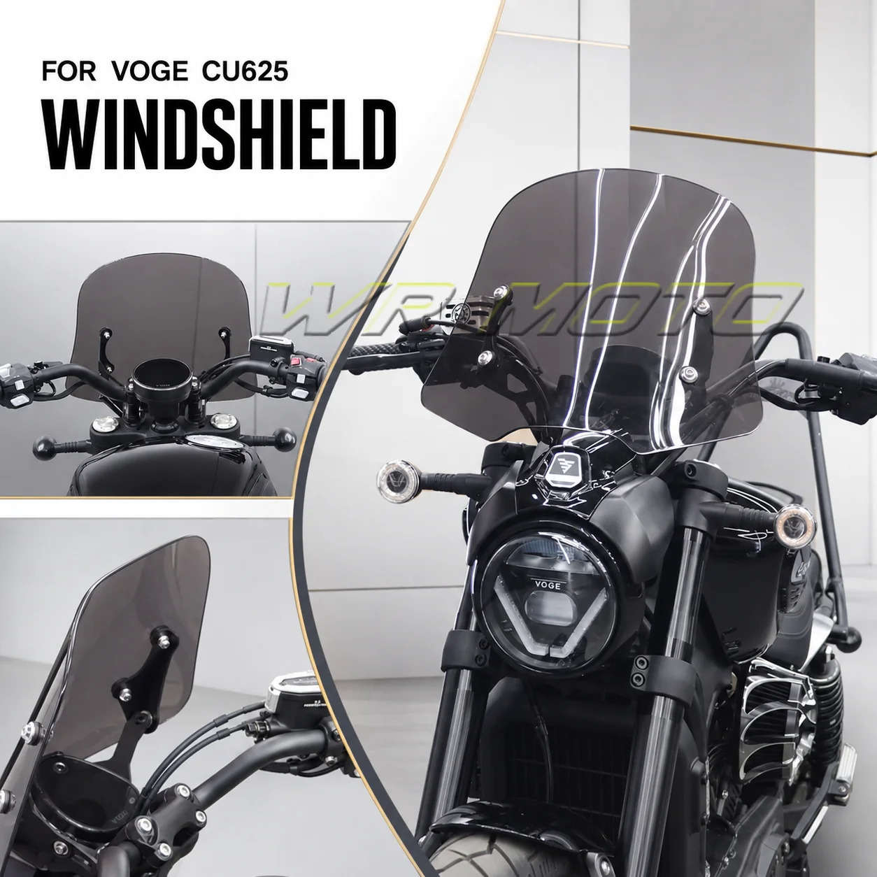 Clear Retro Large‑Size HD Windshield Wind‑Proof Deflector Guard Fit For VOGE CU625 Motorcycle