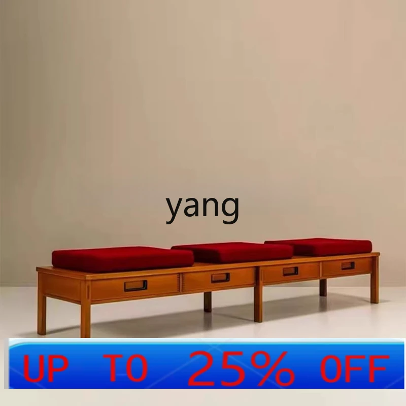 

lmM solid wood living room fabric sofa bench modern and simple