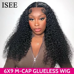 Kinky Curly Lace Front Wig Wear And Go Pre Bleached Knots 6x9 Curly Glueless Wig Human Hair Pre Cut PrePlucked ISEE Hair Wig