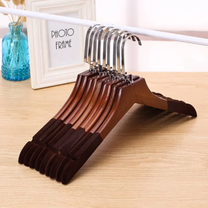 10pcs/lot 24cm-44cm Wood Hangers Black Solid Clothes Hanger/Trousers Rack/Anti Slip Gold Hook Hanger