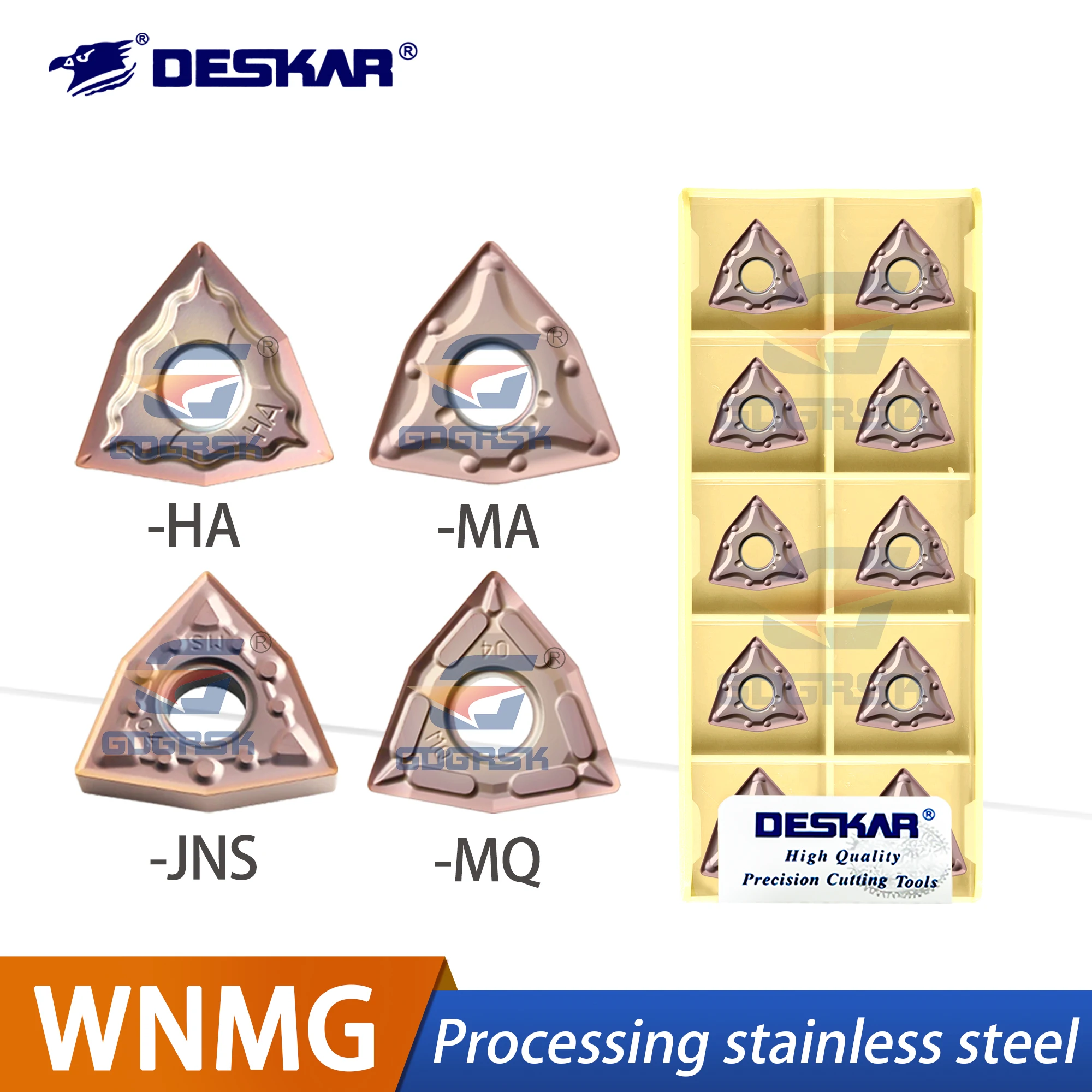 

DESKAR 100% оригинальные лезвия для токарных станков с числовым управлением WNMG080412-MS/HA/MA LF6018 Лезвия для ножей в форме персика с зерном из нержавеющей стали
