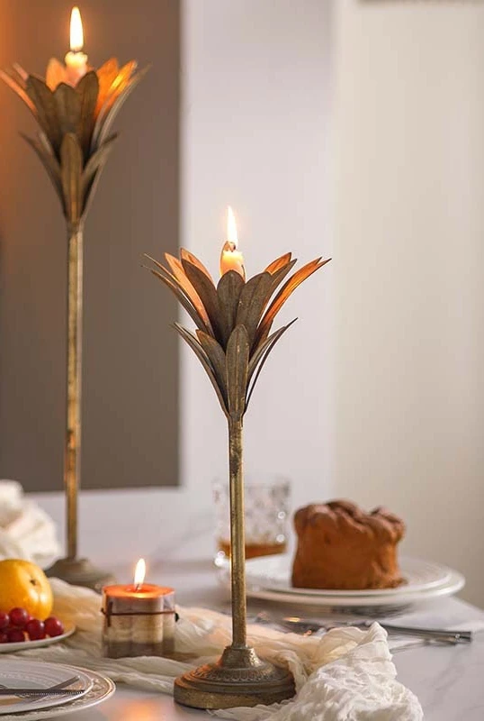 Christmas desktop candle holder American wrought iron old atmosphere candle holder foreign trade metal handicrafts stamen orname