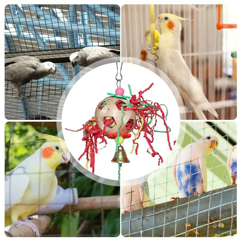 Parrot Foraging Toys Bird Shredding Ball Chew Toy Bird Cage Accessories Bird Chew Toys For Small Parrots Parakeets Conures