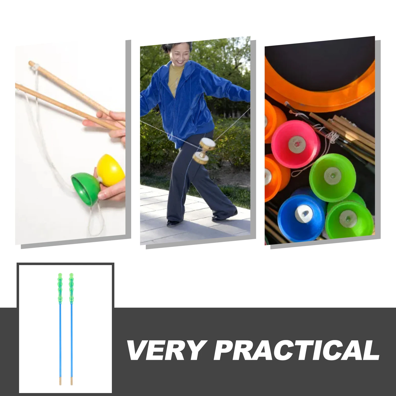 

2 шт. Diabolo 45 см, китайские палочки Diabolo, длинные мягкие гелевые ручки, стеклянные стержни, традиционная игрушка для жонглирования йо-йо, акробатика, фитнес