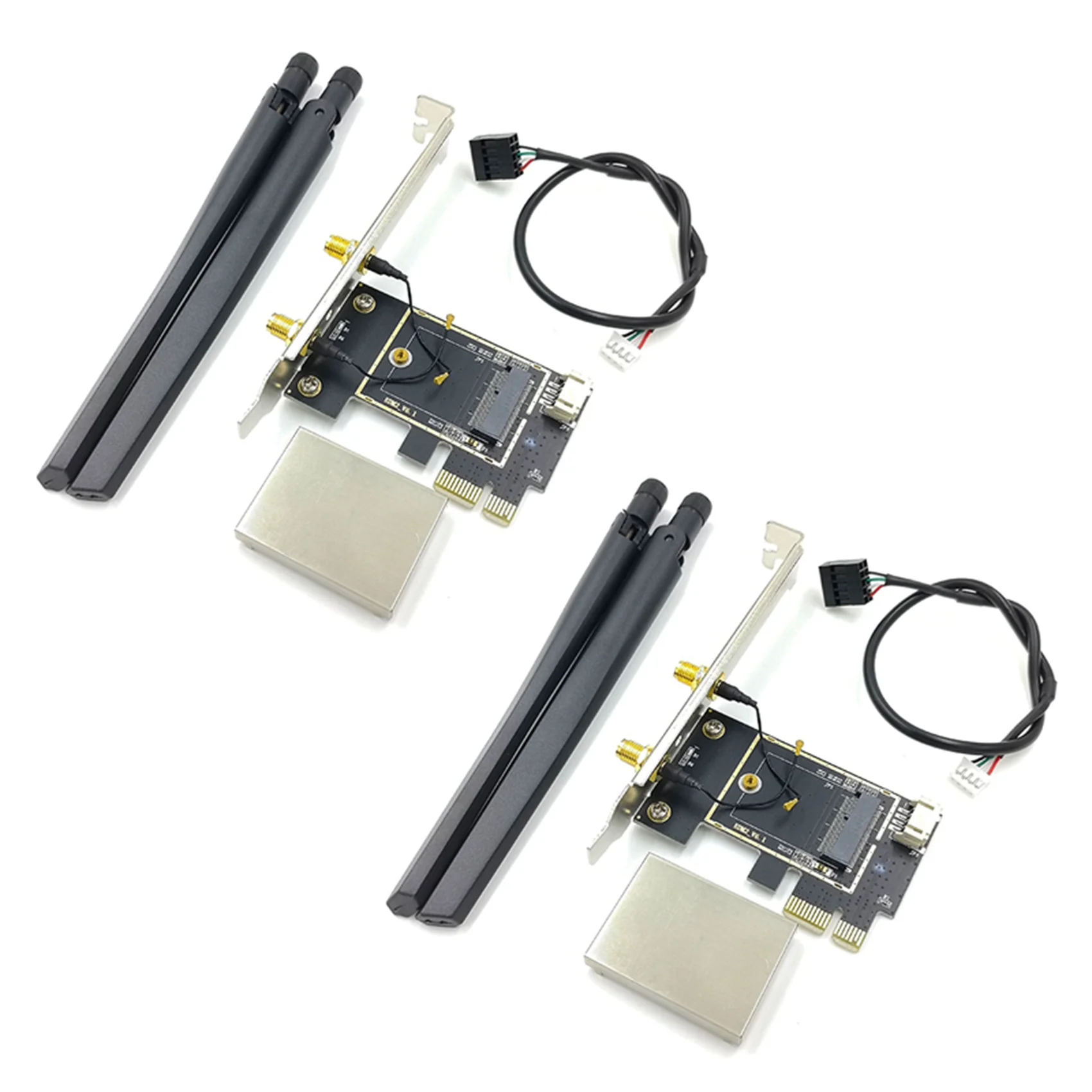 

Беспроводная карта Superior-2X NGFF M2 с адаптером-конвертером PCI-E PCIe для настольных ПК и Bluetooth, с 4 антеннами AC для AX200 9260AC
