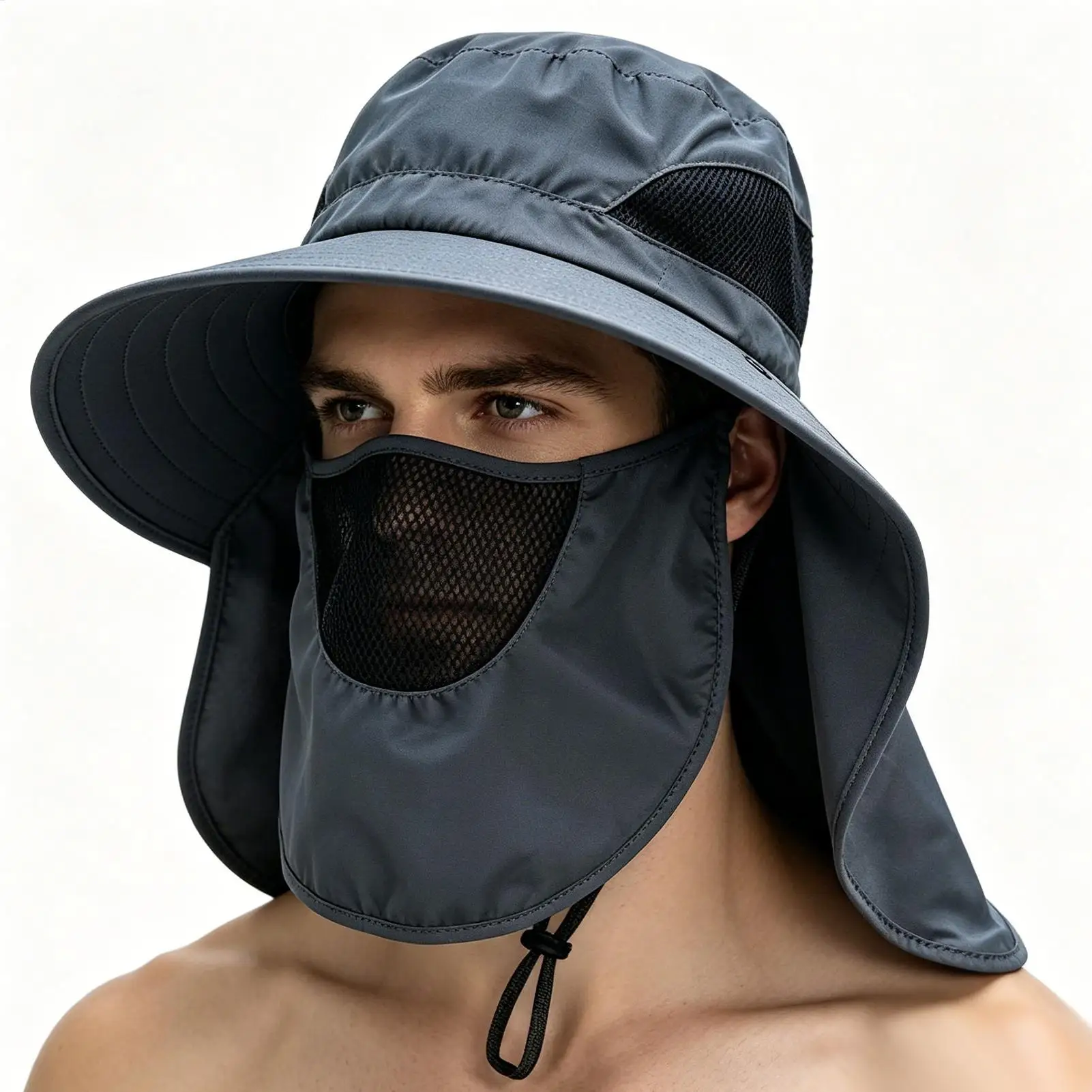 Sommer-Sonnenhüte UV-Schutz Outdoor Jagd- und Anglerhut für Männer und Frauen Wandern Camping Visor Bucket Hat mit Nackenschutz Fischerhut