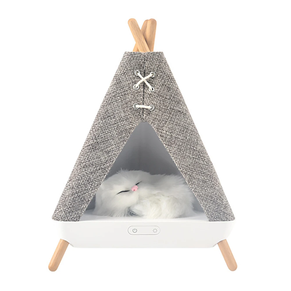 Cute Cat BT Speaker Bedside Lamp Dimmable Tent Shaped Sleep Light Atmosphere Light for Living Room