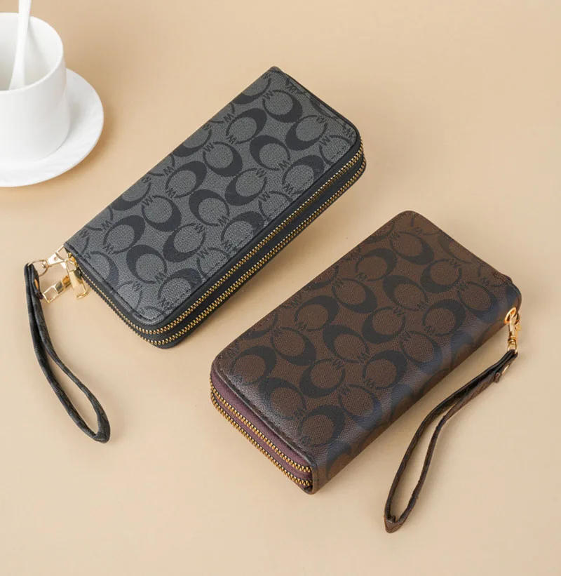 Elegant Floral Print Large Capacity Long Wallet for Women Double Zipper Handbag with Wrist Strap Mobile Phone Storage 2026 Ne...