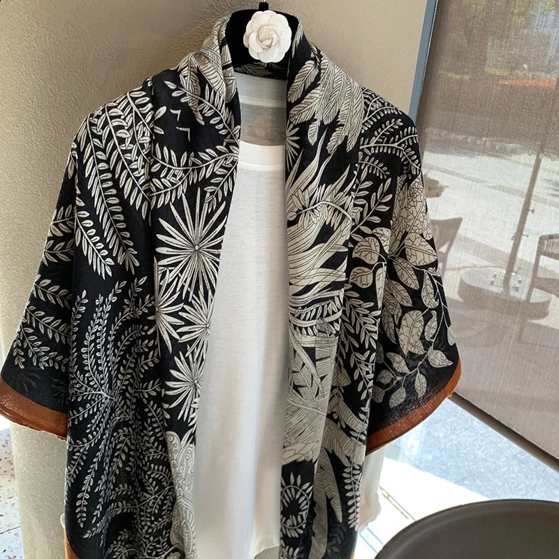 Tropical Leaf Print Large Square Scarf for Women Lightweight Summer Shawl Wrap for Office Travel and Daily Wear