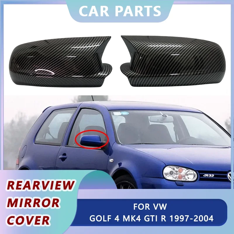 

2X Rearview Mirror Cover For VW Golf 4 MK4 GTI R 1997-2004 Bora Jetta Passat B5 1998-2005 Wing Mirror Housing Caps Horn Body Kit