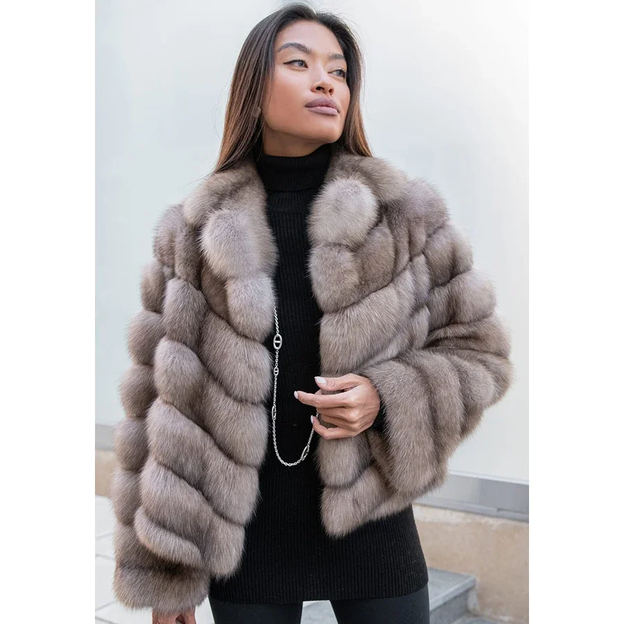 Real Fur Jackets Womens Genuine Fox Fur Jackets Short Warm Winter Jackets Ladies Fashion Luxury Clothing