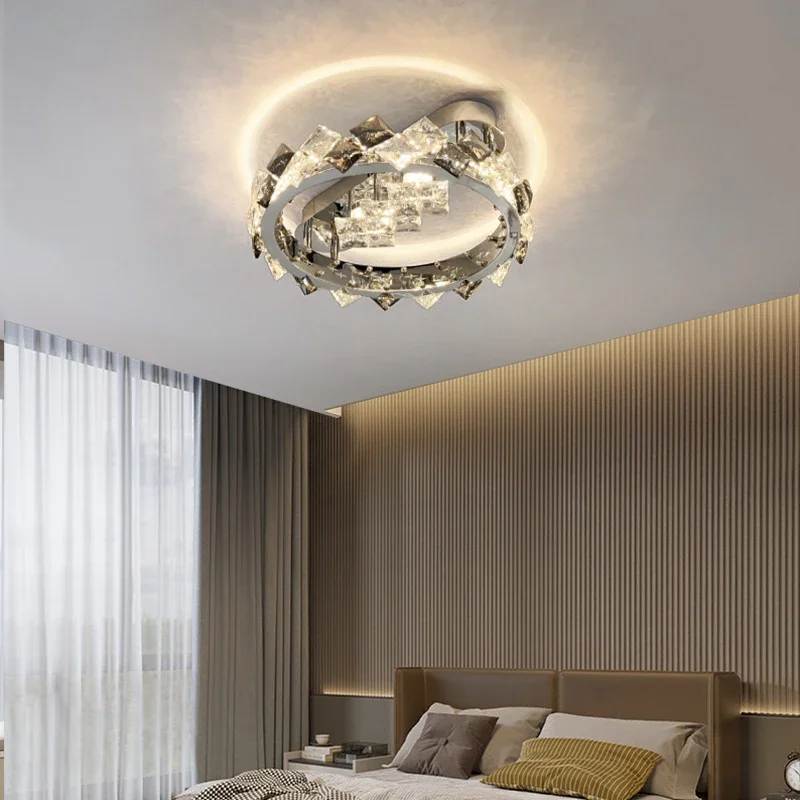 Imagem -06 - Luxo Cristal Led Luz de Teto Lâmpadas de Teto Quentes Design Moderno Living Mestre Quarto Romântico Novidades Ring Lustres