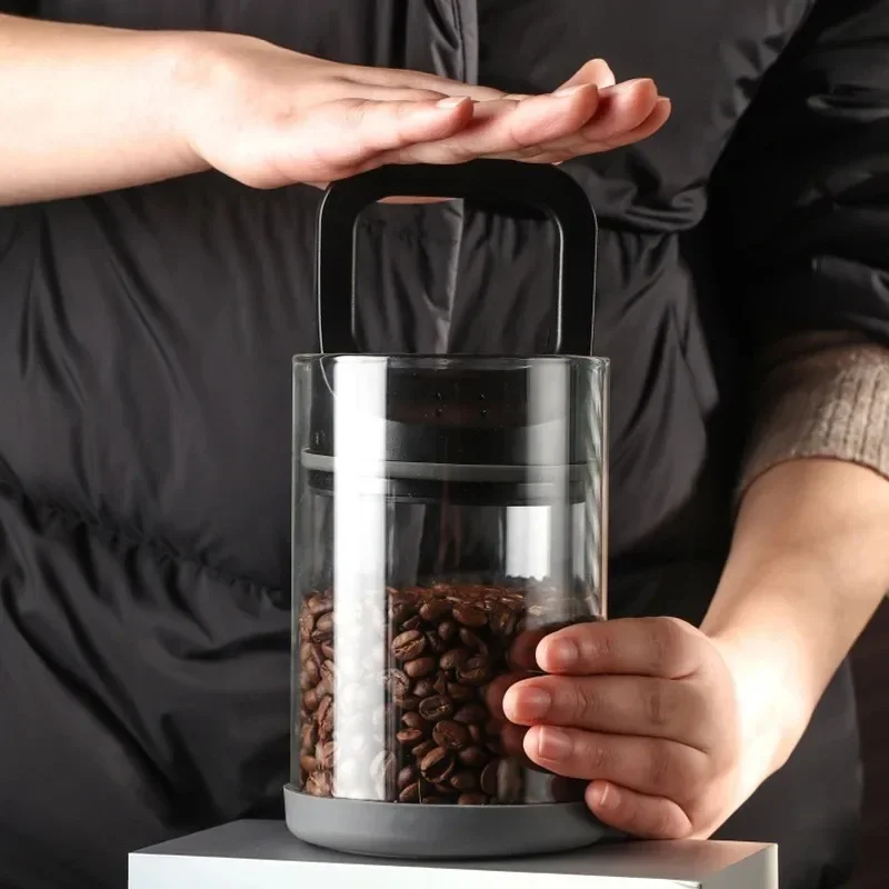 1Pcs Vacuum Sealed Tanks for Coffee Beans Kitchen Food Storage Container Glass Coffee Cans Fresh Keeping Moisture Proof Canister