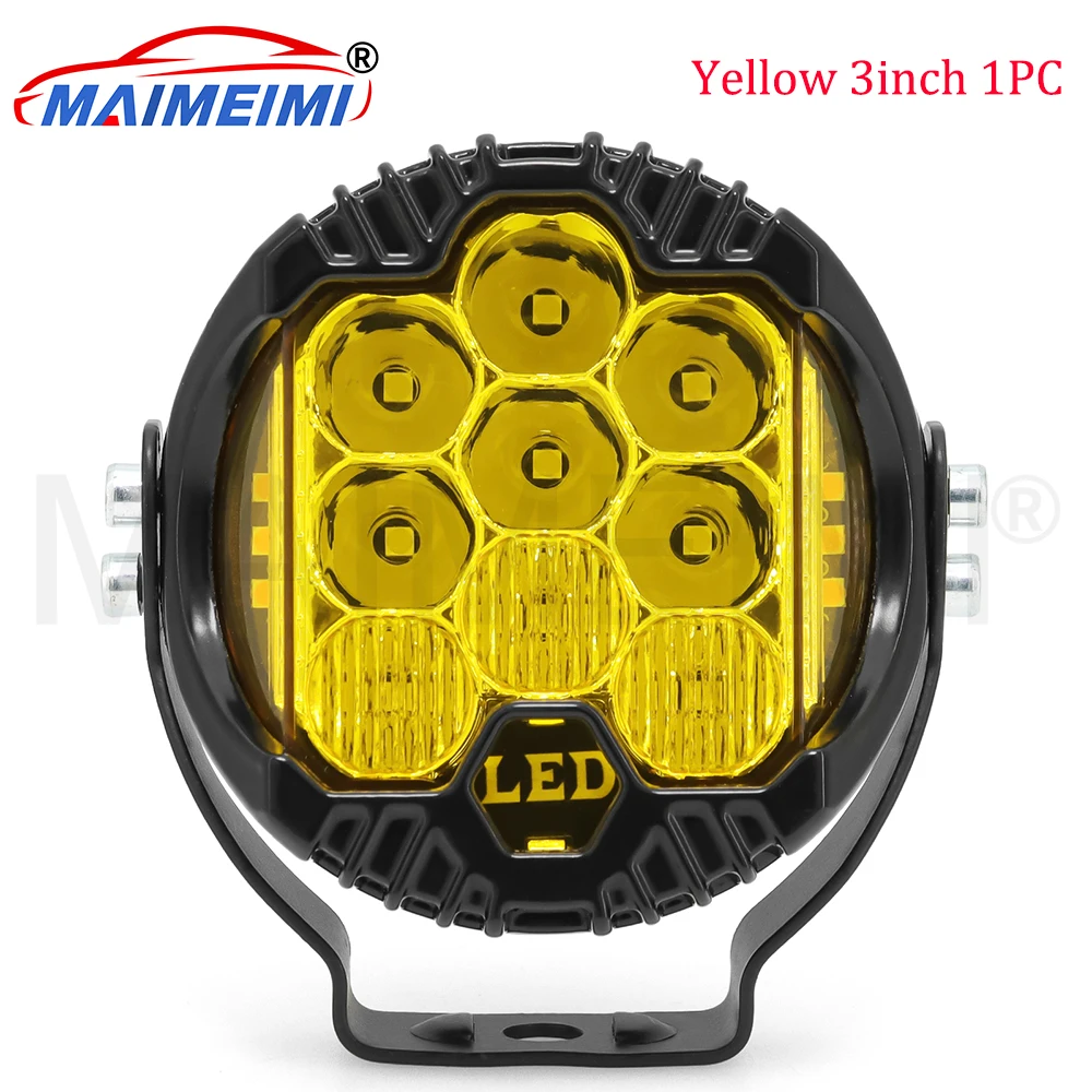 3 Inch DRL Led Work Lamp Yellow Motorcycle Headlights Auto Driving Light LED Spotlight For Niva Lada Offroad 4X4 Jeep