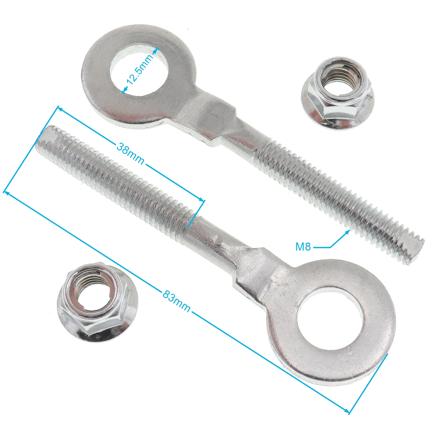 1Pair M8 12.5mm Rear Wheel Axle Hole Chain Tensioner Adjuster for 125cc Small Bull ATV 4 Wheeler