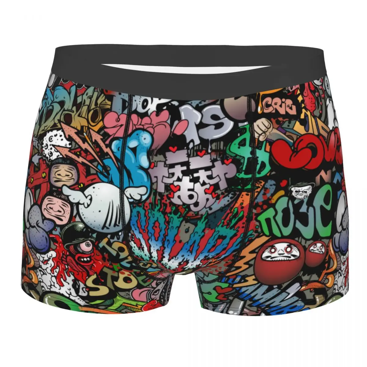 Custom 70s Retro Comic Graffiti Print Boxer Shorts For Men Sexy Comic Street Art Underwear Panties Briefs Stretch Underpants