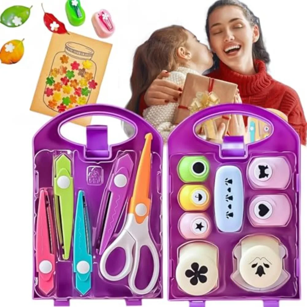 สร้างสรรค์พลาสติก DIY Puncher Craft ชุดกล่องเก็บโครงการ DIY เด็ก Hole Punch คู่มือเด็ก Craft Hole Punch รูปร่างชุด