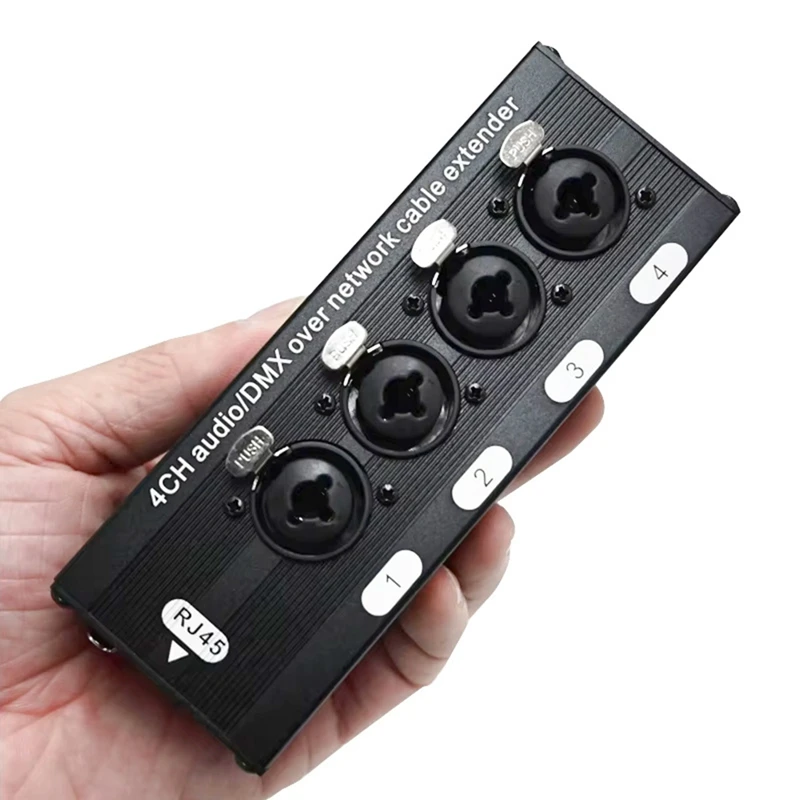 ABVJ-1 زوج 4 قناة XLR/DMX الصوت RJ45 Cat5/Cat6 إيثرنت موسع XLR موسع جهاز الإرسال والاستقبال للمرحلة الحية
