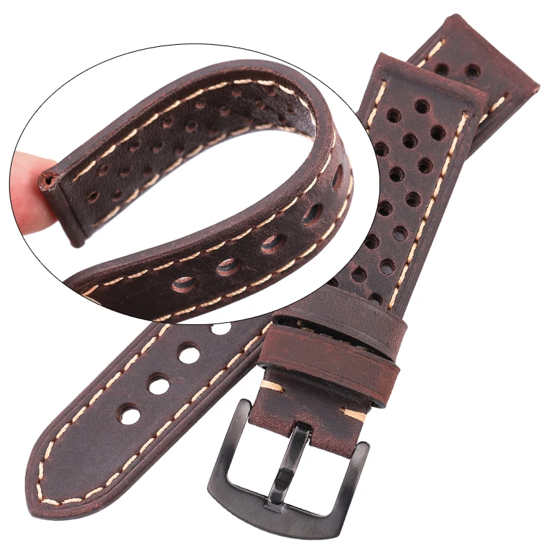 Vintage Genuine Leather Watchbands 20mm 22mm 24mm Cowhide Wrist Strap Belt for Samsung Galaxy Watch 4 Bracelet Accessory