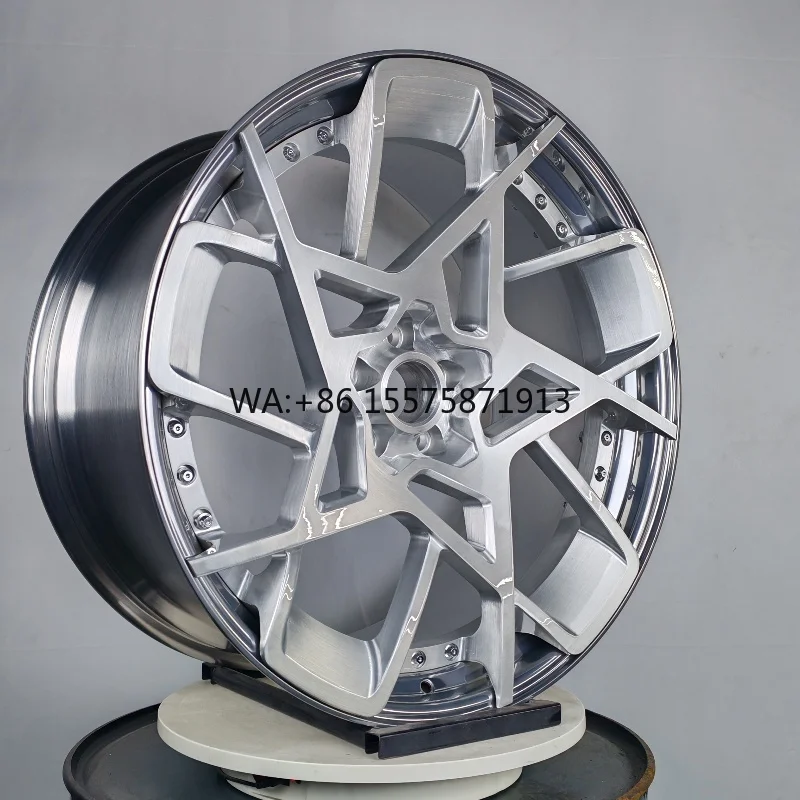 

22x105 22 Inch 5 X 112 Alloy 2 Pieces Forged Brushed Silver Polished Wheels Rims for audi Alpina Mecedes volkswagen