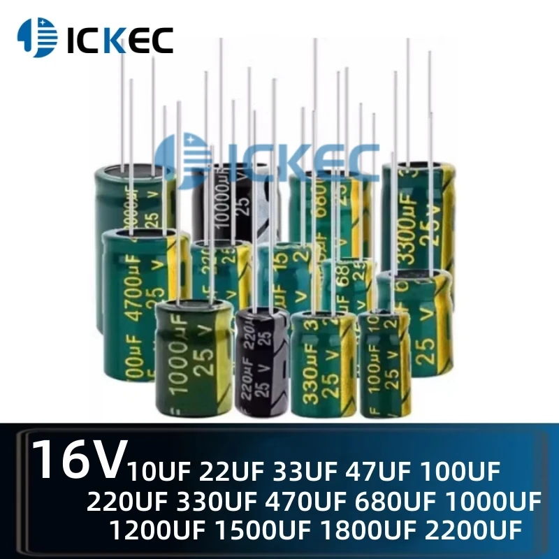 

Leaded Inline Electrolytic Capacitors 10V 10UF 22UF 33UF 47UF 100UF 220UF 330UF 470UF 680UF 1000UF 1200UF 1500UF 1800UF 2200UF