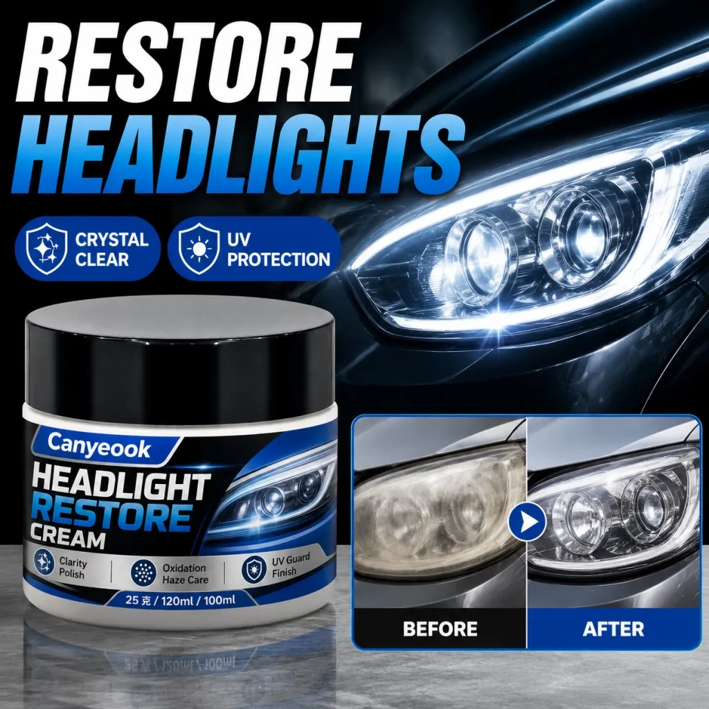 CANYEOOK Headlight Restorer 100g Restore Clarity Remove Yellow Oxidation for Car Truck Motorcycle RV Lens Repair Cream