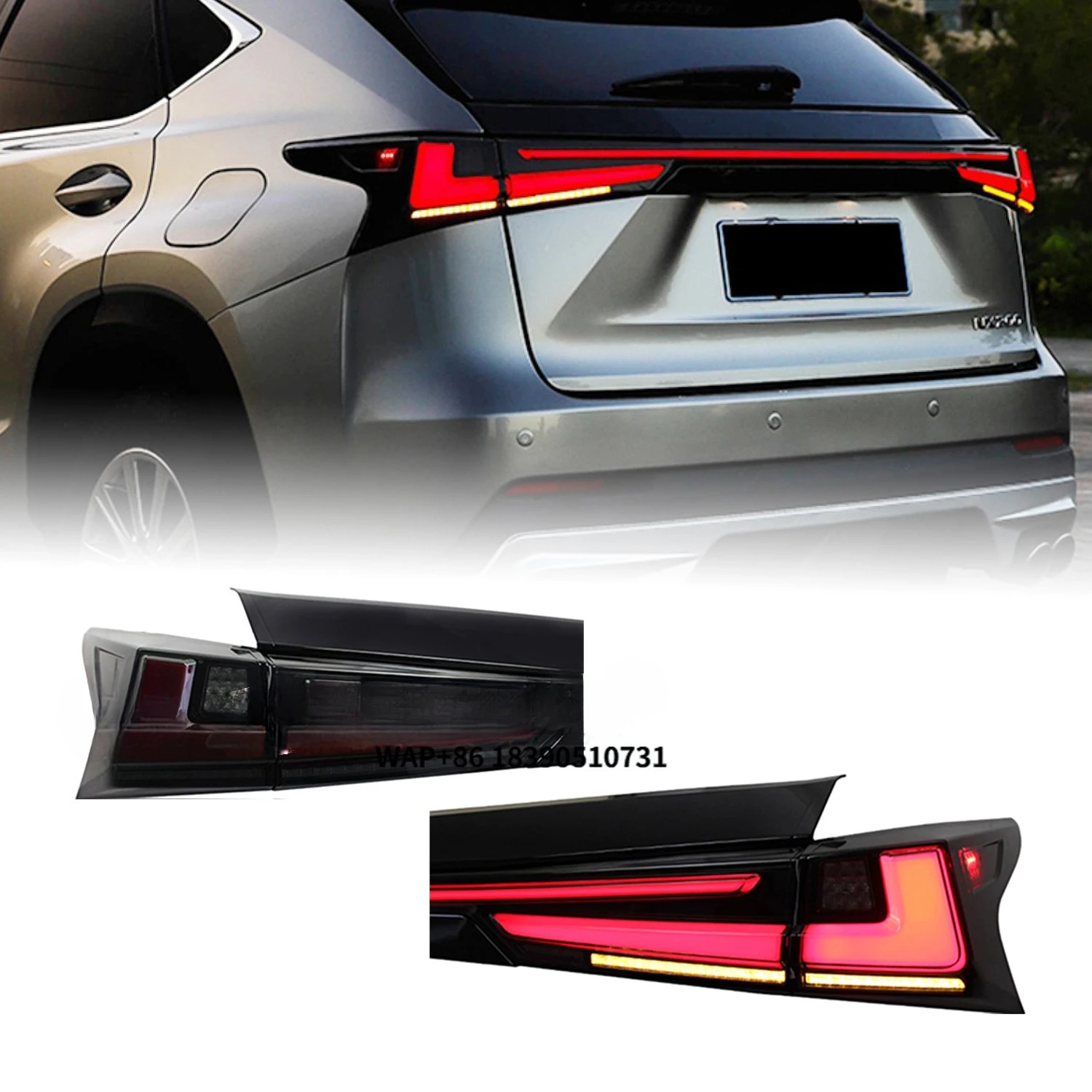 HCMOTIONZ Car Assembly Accessories Rear Lamps 2014-2022 DRL Start up Animation LED Tail Lights for NX200 NX300
