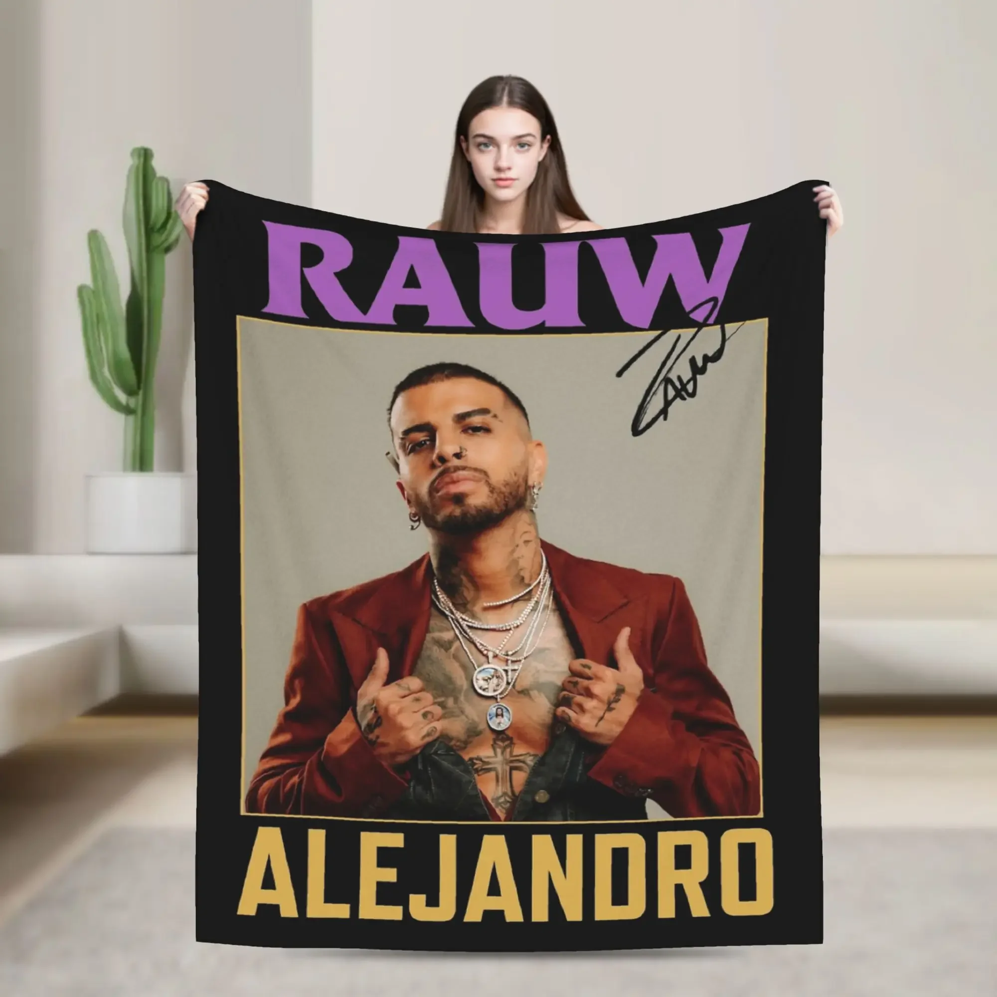 

Singer Rauw Alejandro Fleece Blanket Super Warm Breathable Throw for Bed Outdoor Home Decor