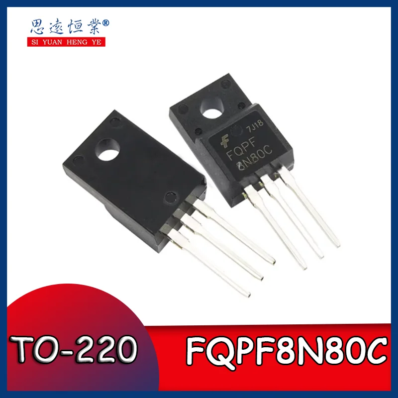 

1PCS Brand new genuine FQPF8N80C TO-220 silk-screen printed 8N80C plastic-encapsulated transistor MOS field-effect transistor 8A