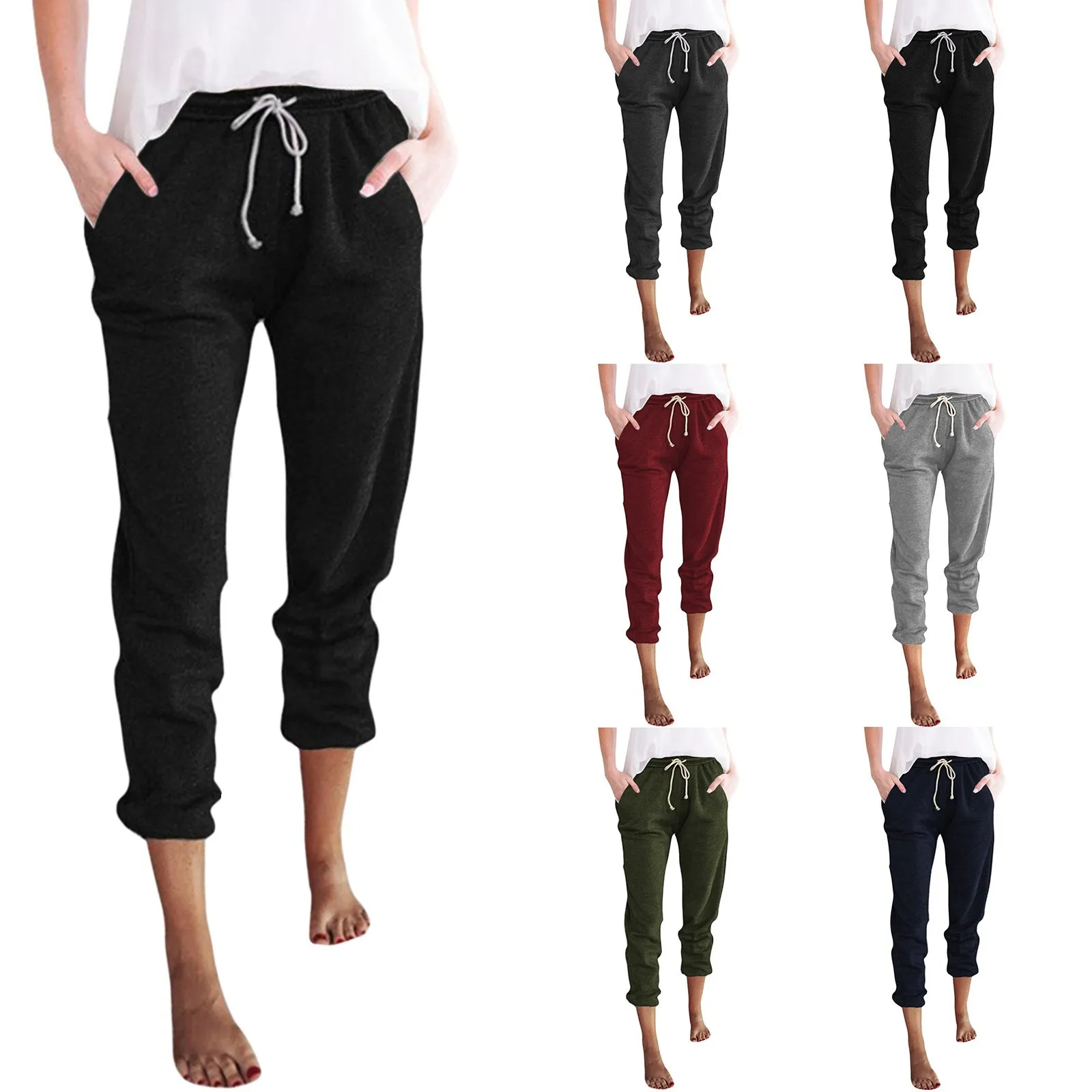 

Women Shorts Casual Drawstring Sweatpants Sports Elastic Waist Harem Pants For Women Lace Up Solid Basic Joggers Short Pants