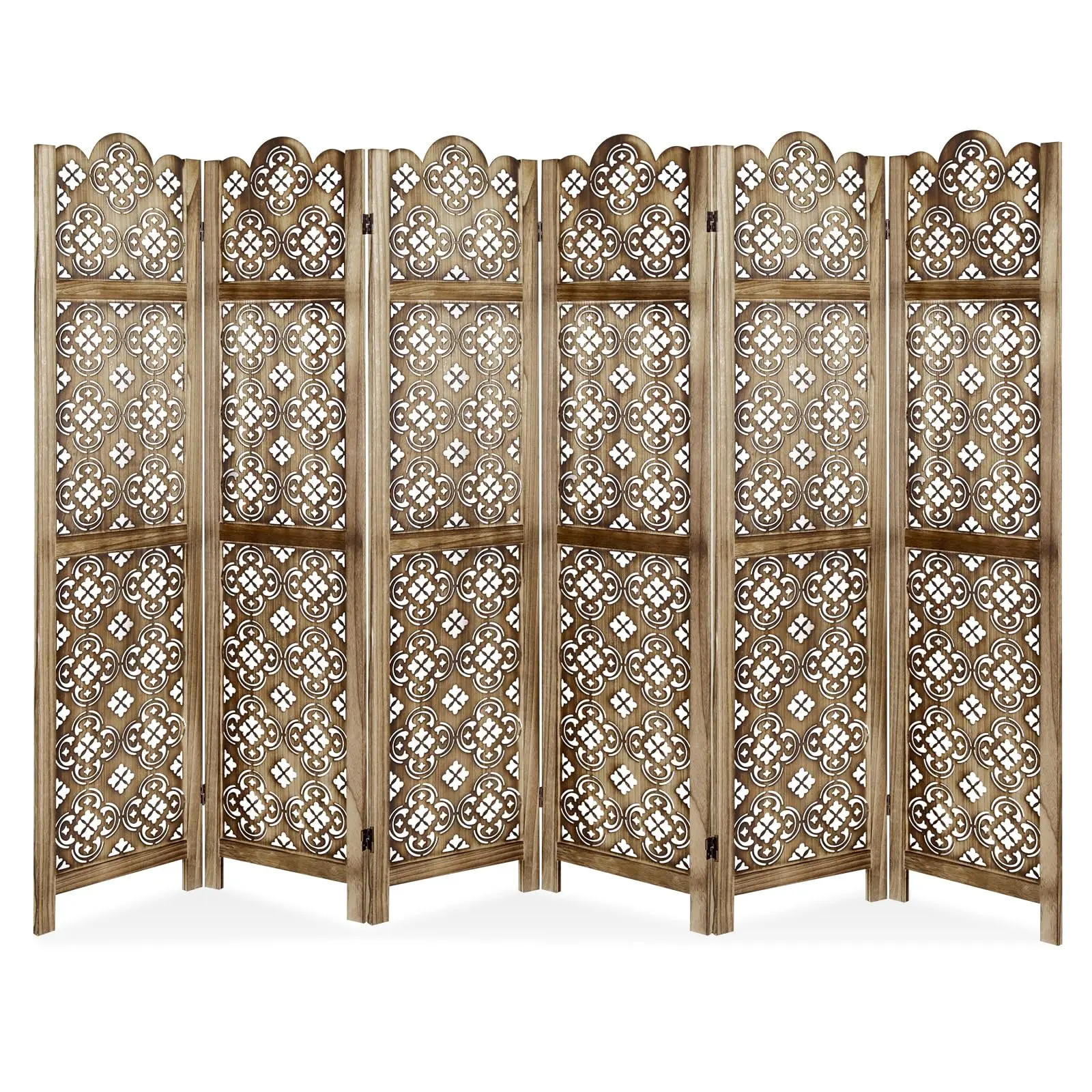 6 Panel Carved Room Divider, 67 Inch Folding Privacy Sn, Wood Divider for  Separation, Decorative