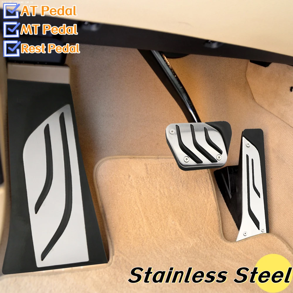 Cubierta de pedales de coche LHD para BMW X5 X6 F15 F16 E70 E71 E72 2008 - 2020 almohadilla de Pedal de reposapiés de freno de Gas de acelerador de acero inoxidable