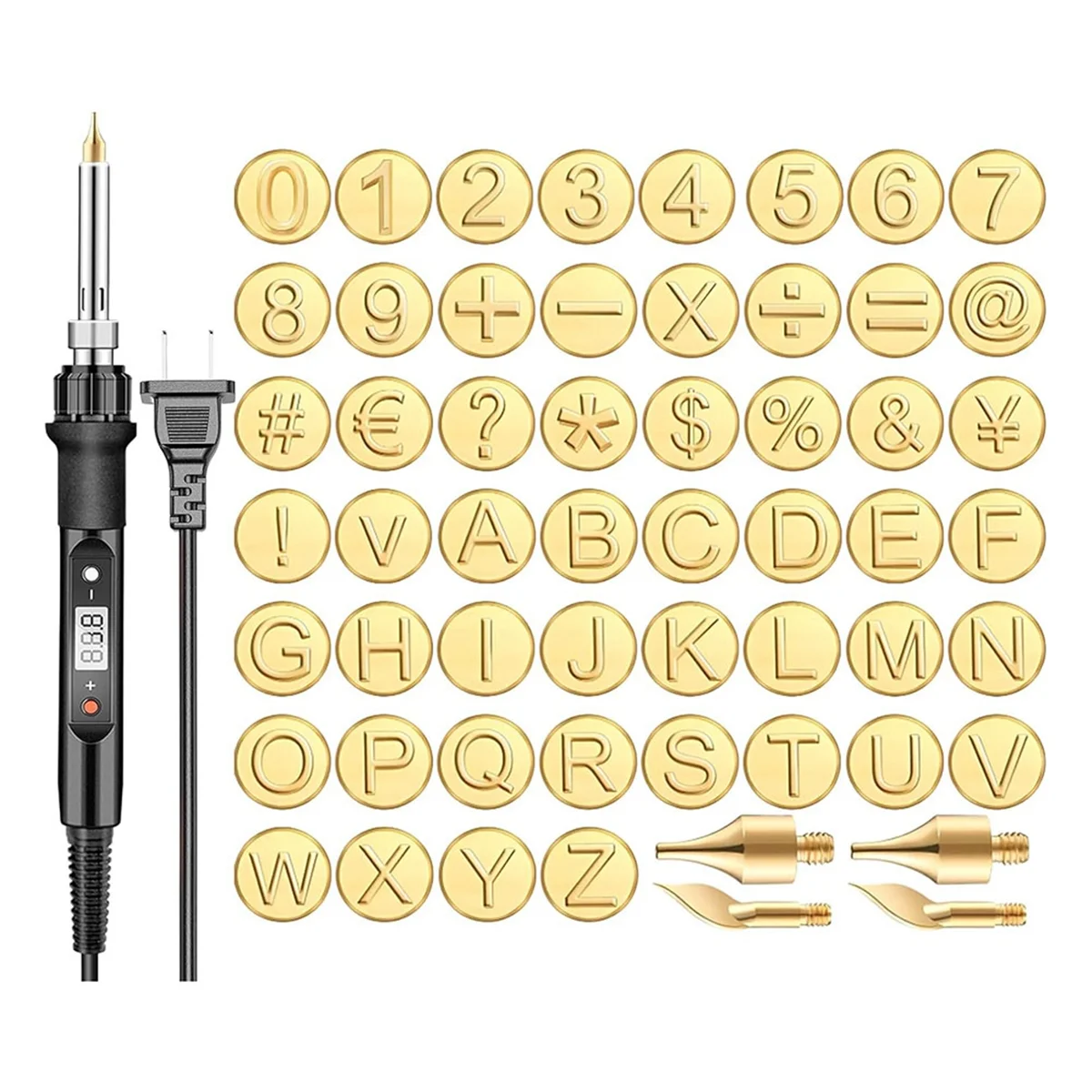 56 Pcs Wood Burning Kit with Letters,DIY Wood/Leather Burning Set, Letter Soldering Iron Stencils Kit Tool US Plug