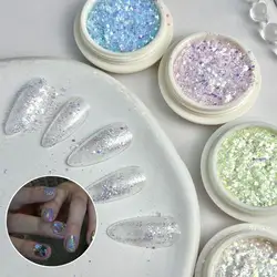 1Box Colorful Ultra-thin Cloud Brocade Powder Nail Glitter Dreamy Sparkling Mini Nail Sequins Decorations for DIY Fairy Nails