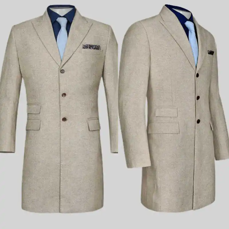 

Classic Men's Long Overcoat Notched Lapel Single Breasted High Quality for Men's Clothing Winter Warm Male Coat Customized