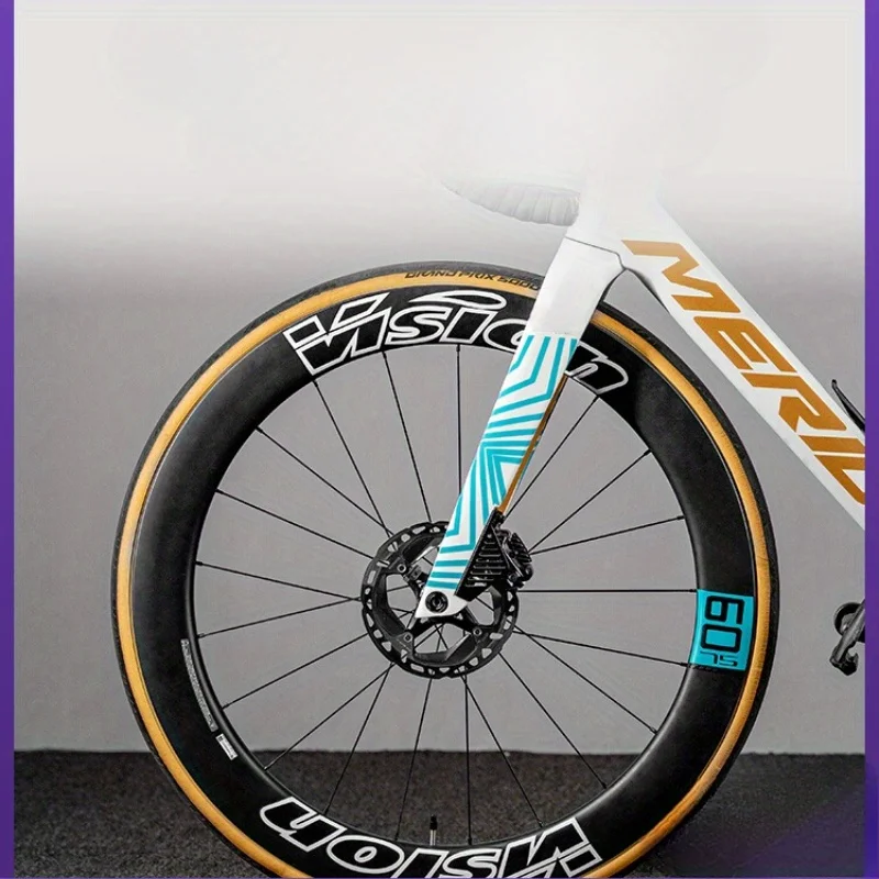 2PCS SET Geometric Blue Vinyl Stickers Waterproof Decals For Bicycle Frame Customization Visual Enhancement Bike Decor