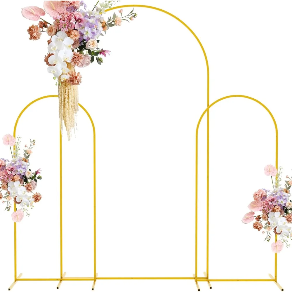 

Metal Arch Backdrop Stand Set of3Arched Frame for Wedding Birthday Ceremony Graduation Anniversary Baby Shower Floral Decoration