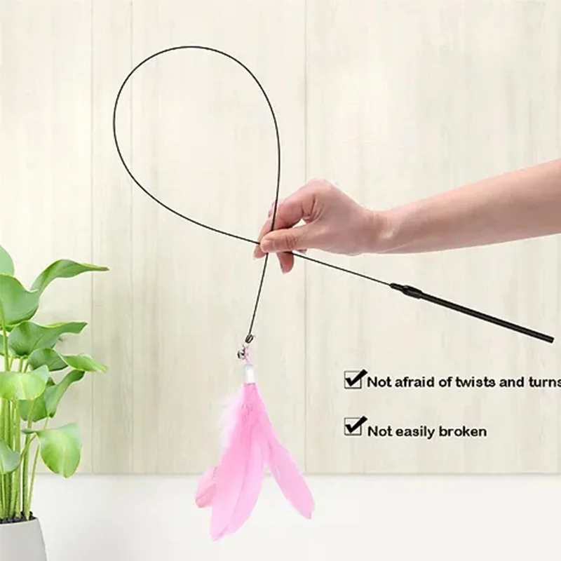 Cat Teaser Stick With Bell, Feather, Long Rod Suction Cup