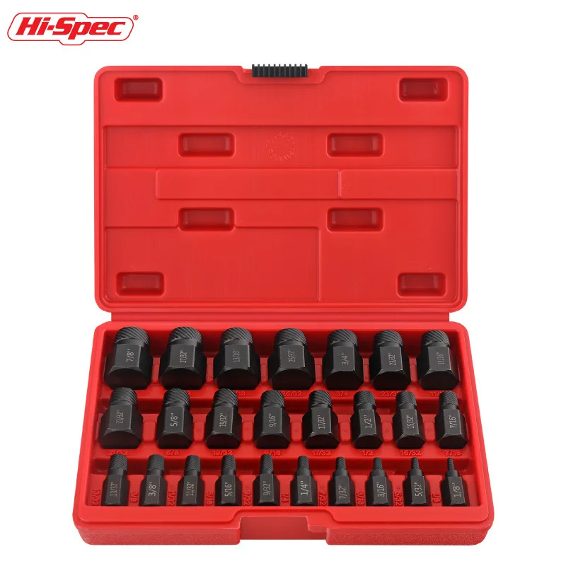 Hi-Spec 25 Pieces Pro-Grade Nut Bolt Extractor Kit - Reliable Broken Nut and Screw Solution