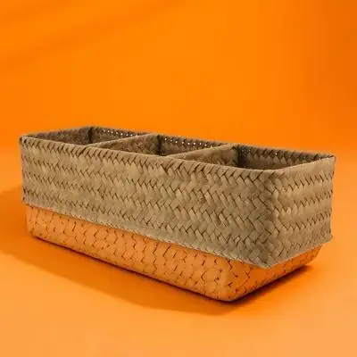 

1Pcs Multi-Compartment Woven Storage Box Desktop Home Organizer Case for Stationery Jewelry Tidy Solution Container
