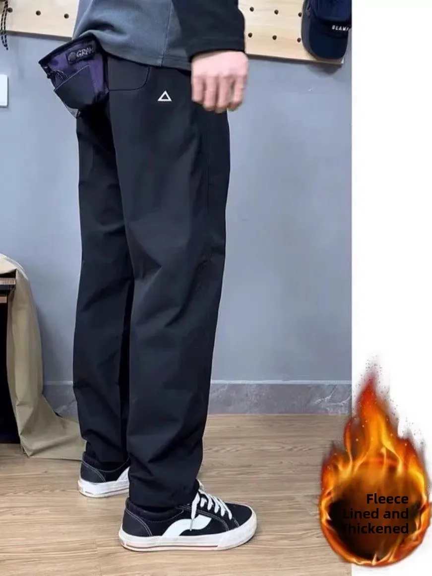 

Thiened Fce Lined Loose Fit Work Trousers American Sle Casual Pants Cone ape Autumn Winter Wear Resistant Outdoor