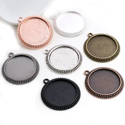 New Fashion 5pcs 25mm Inner Size Antique Silver Plated 7 Colors Vintage Cabochon Base Setting Charms Pendant