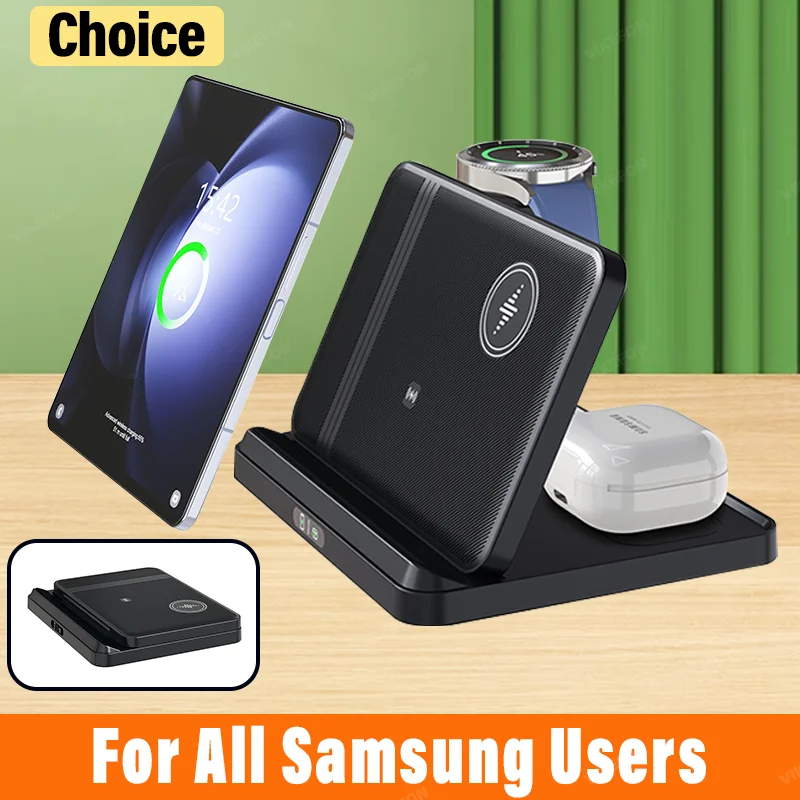 3 in 1 Wireless Charger Stand For Samsung Z Fold Zflip5 S23 S22 Ultra Foldable Fast Charging Dock Station for Galaxy Watch Buds2