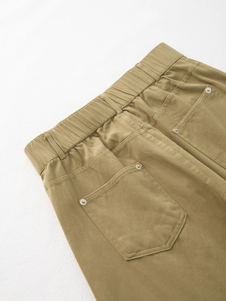 レディース 2025 秋冬 100% コットン ワイドレッグパンツ ハイウエスト カーブヘム 着痩せ効果 多用途 カジュアル