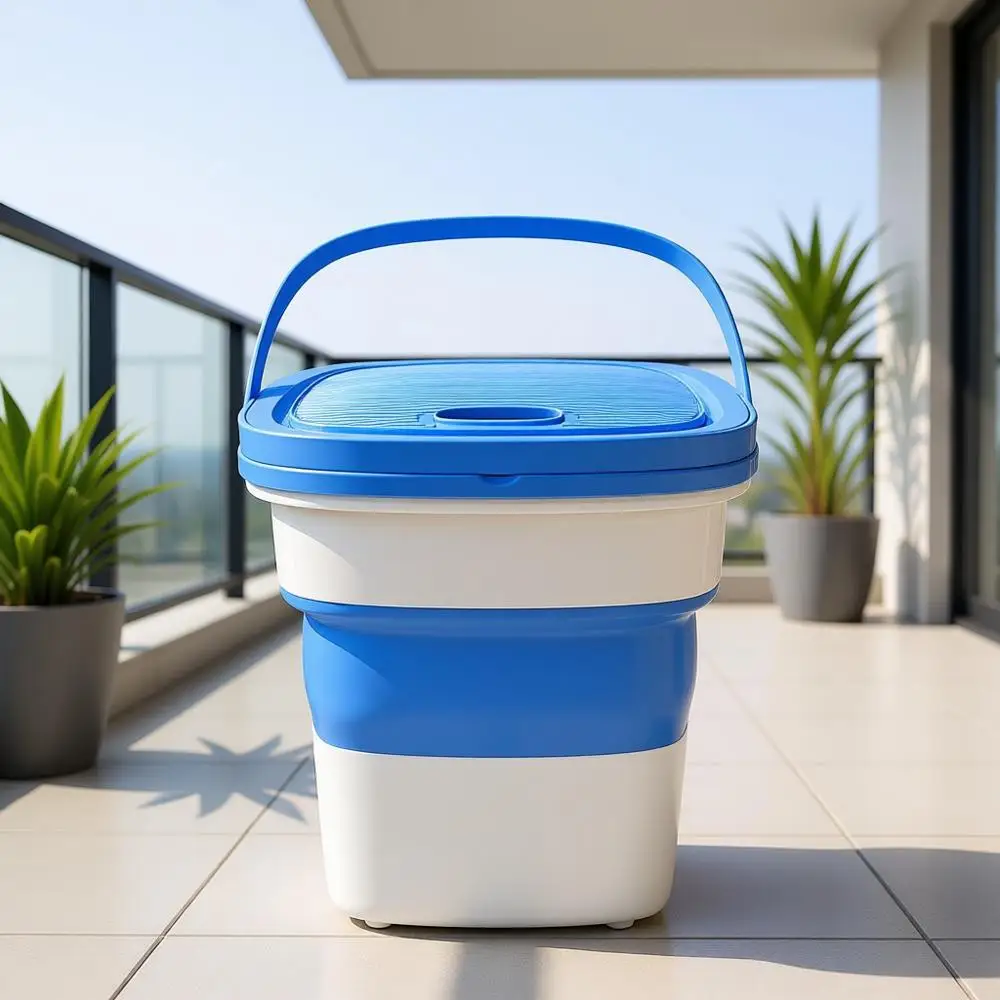

Портативная мини-стиральная машина, легкая складная стиральная машина-ведро для кемпинга, путешествий, общежитий, компактная, вместимость 1 кг, синяя