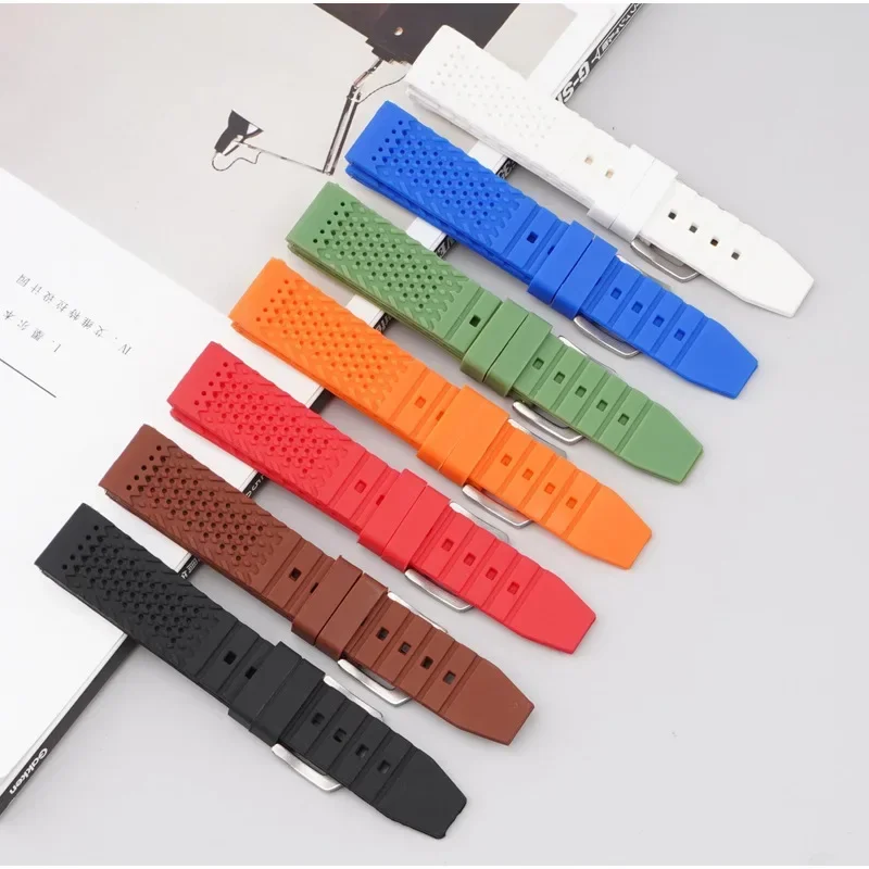 Soft Breathable Silicone Watch Band 16mm 18mm 20mm 22mm 24mm for Omega for Moonswatch Waterproof Sport Strap Accessories