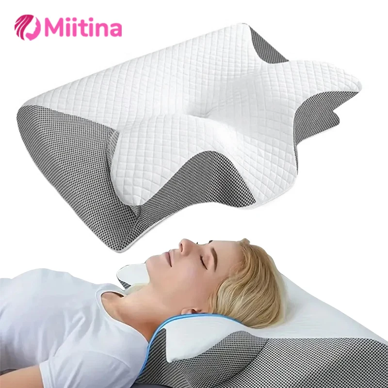 Memory Foam Pillows Butterfly Shaped Relaxing Rebound Comfort Memory Sleep Cervical Orthopedic Neck Pillow Massage Bed Pillow