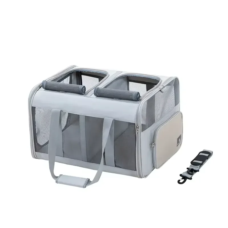 Pet Car Cage Carrier Bag Expandable Pet Cage Breathable Dog Car Bag Multi Pet Collapsible and Washable