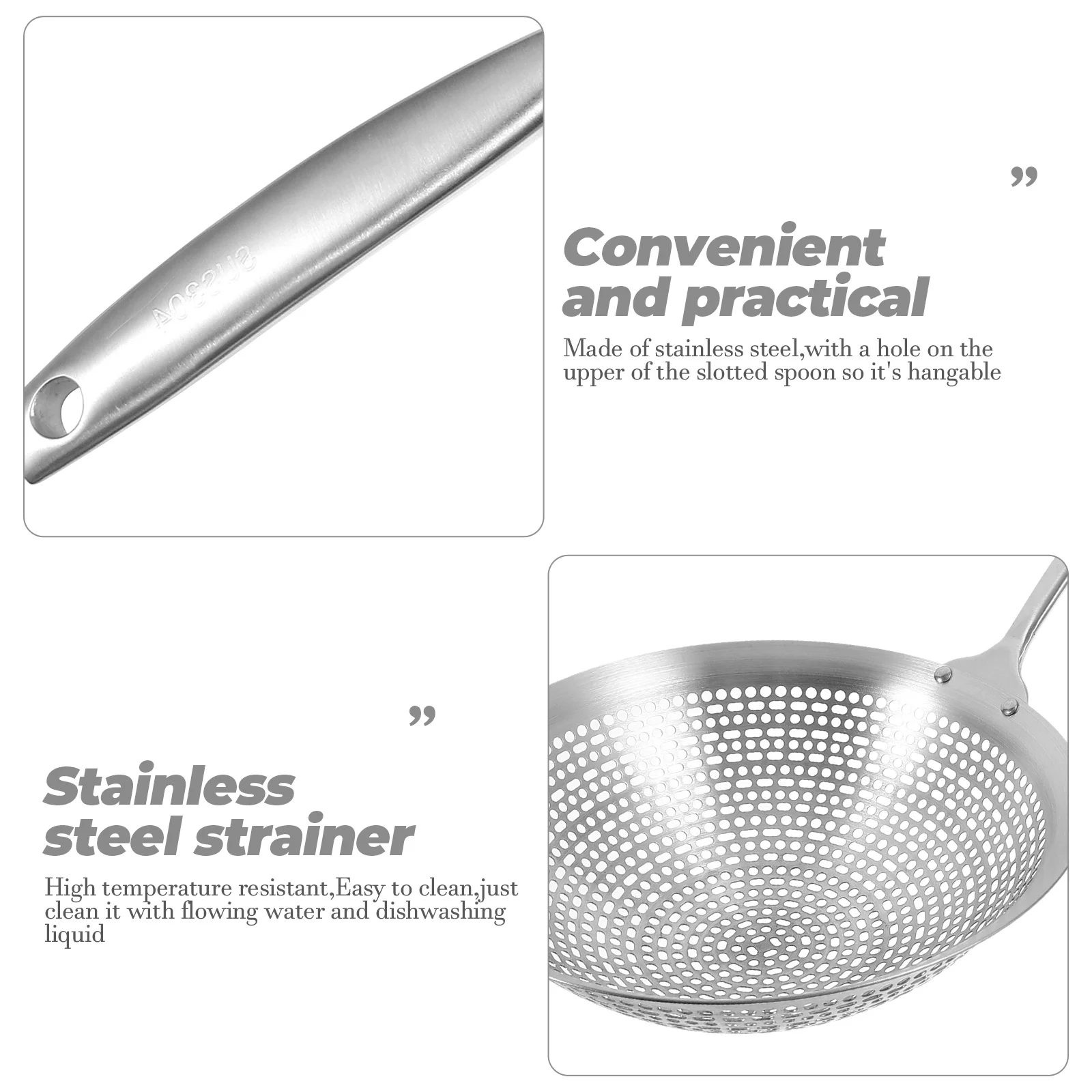 

Stainless Steel Strainer Sieve Slotted Scoop Spoon Long H Rustproof High Temp Resistant Oil Filter Soup