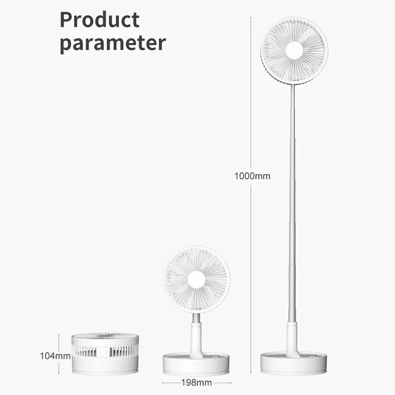 P11 Ventilatore pieghevole da 7200 mAh Ventilatore portatile da tavolo wireless ricaricabile elettrico USB con telecomando per uso domestico per la casa